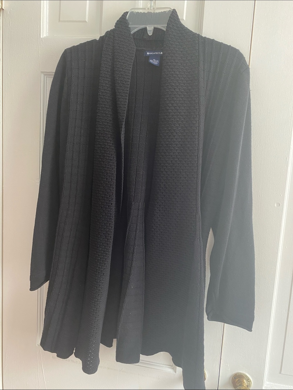 Architect Black Open Drape Ribbed Shawl Cardigan